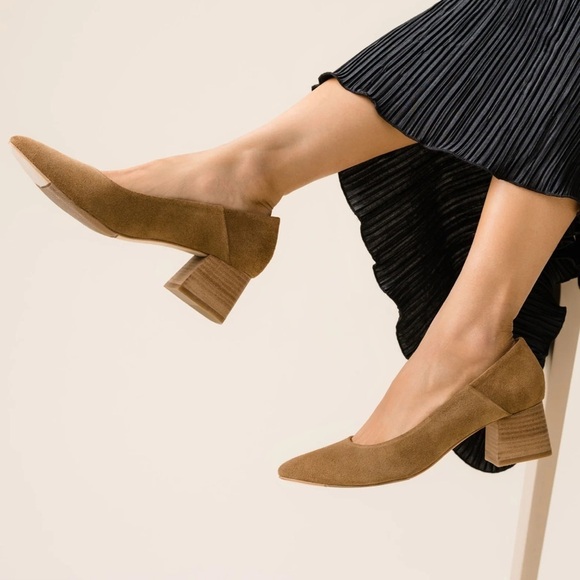 Nisolo Fiorela Go To Suede Mid Heel Taupe Size 6.5 - Picture 1 of 7